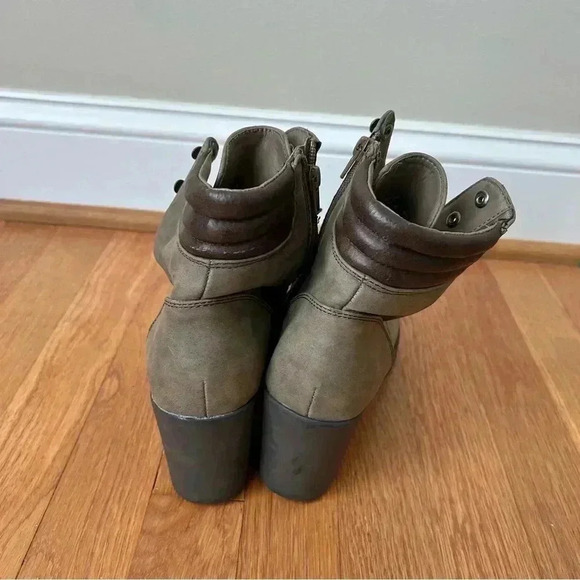 Report Women's Bronx Military Combat Moto Lace Up Mid Calf Heeled Boots Size 10 - Picture 5 of 9